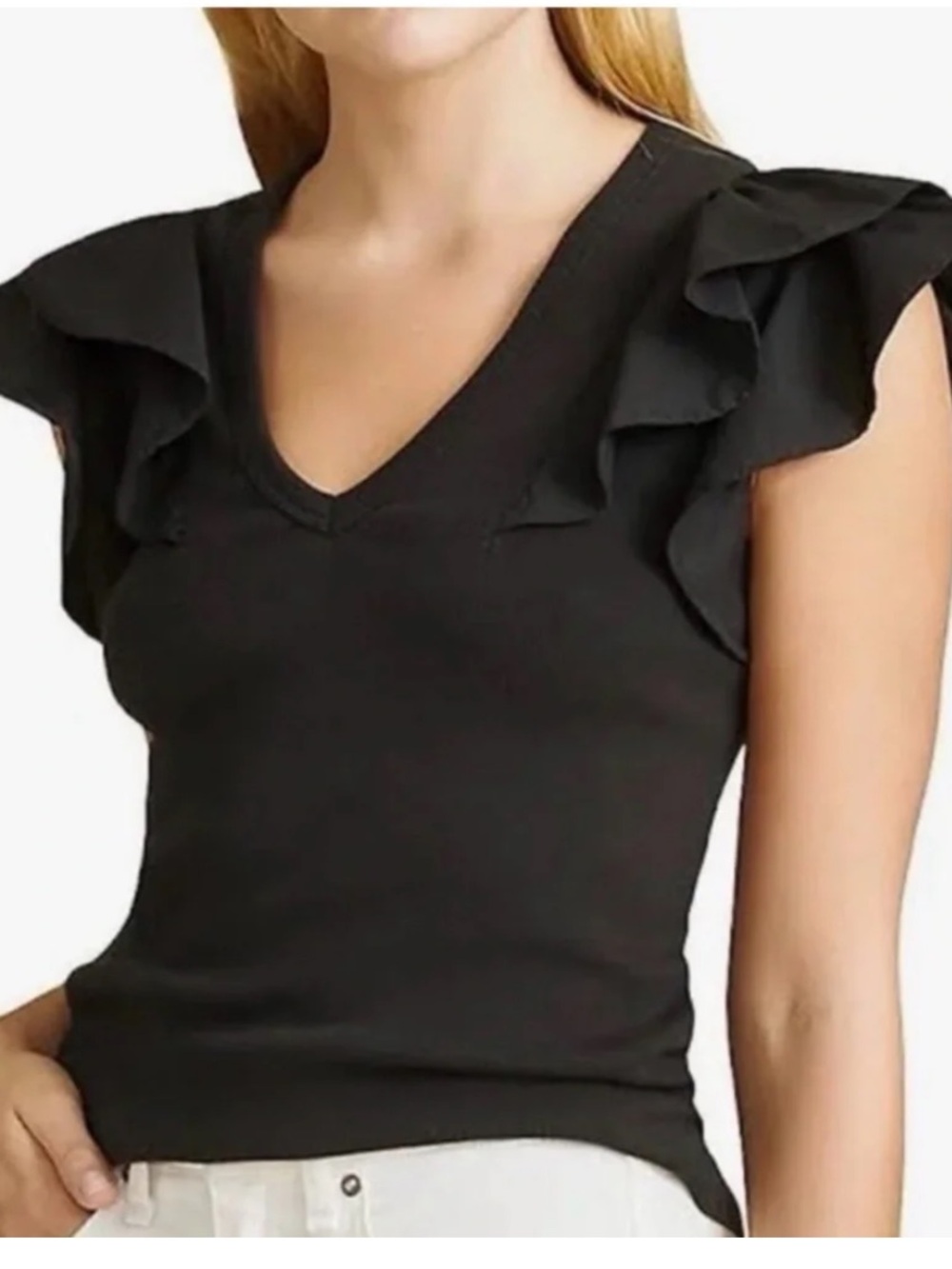 VERONICA BEARD Cathie Ruffled Top black size medium
